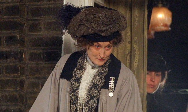 24th March 2014: First images of American actress Meryl Streep playing Emmeline Pankhurst in "Suffragette". Pankhurst (1858 - 1928) was a British political activist and leader of the British suffragette movement (who helped women win the right to vote) The biopic will focus on the early days of the movement. Non Exclusive Worldwide Rights Pictures by : FameFlynet UK 2014 Tel : +44 (0)20 3551 5049 Email : info@fameflynet.uk.com 1082908 24-03-14 FLYNET film set filming event events movie suffragette feminist biopic historical period drama costume U